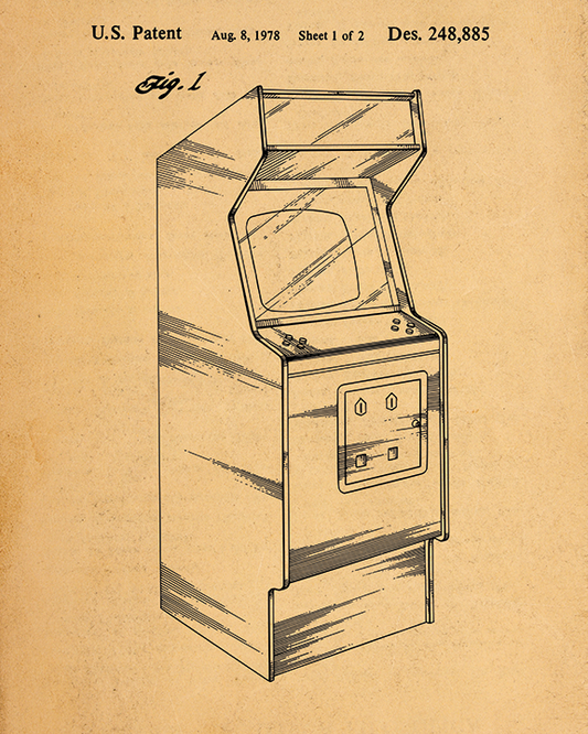 Retro Gaming Arcade Cabinet Design Patent - Acrylic Print