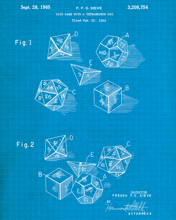 Gaming Dice Set Design Patent - Acrylic Print