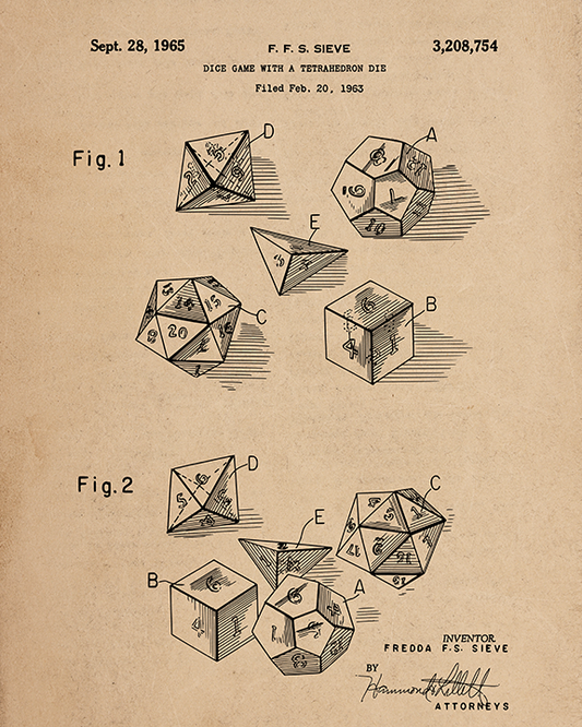 Gaming Dice Set Design Patent - Acrylic Print