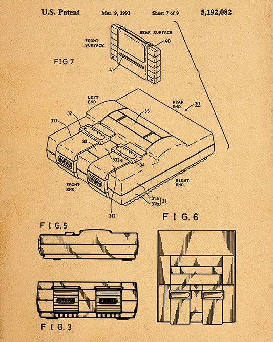 Retro Super Gaming Console Design Patent - Acrylic Print